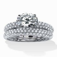 PALMBEACH nakit 3. TCW Pave Cubic cirkonije mladenkini prsten set u čvrstom 10k bijelom zlatu