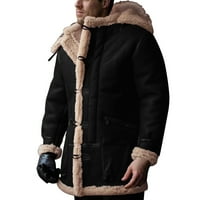 Jakne za muškarce plus veličina s kapuljačom zime na kaputu rever ovratnik dugih rukava kožna jakna od