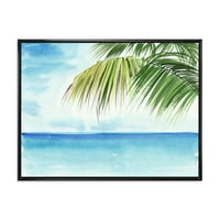 Designart 'Palm Beach Resort At Sunrise III' Nautički i obalni uokvireni platneni zidni umjetnički Print