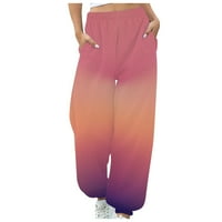 Amtdh ženske trendi trenirke klirens Gradian boja ulična Odjeća elastični struk ravne duge pantalone sa