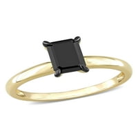 Carat T. W. Crni Dijamant 14kt žuto zlato Crni Rodijumski pasijans zaručnički prsten