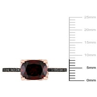 3-karatni T. G. W. granat i crni dijamant-Accent 10kt koktel prsten od ružičastog zlata