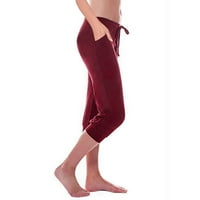 BDFZL Ženske hlače Žene vježbanje tamki Stretch tipka za struk Pocket Yoga teretane Obrezane pantalone