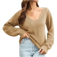 Ženski džemper za čišćenje Ženska dizajnerska dugmeta Dukmera ženski labavi i zimski džemper s dugim rukavima