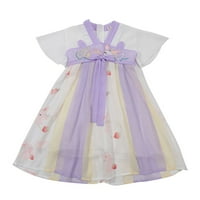 Rovga Toddler Djevojka haljina hanfu haljina kratkih rukava ljeto Nova slatka haljina u obliku crtanih