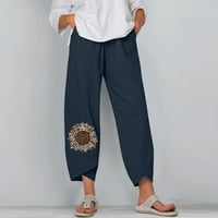 Ženske hlače Trendi cvijeće Ispiši elastična pantalona za struku Široka noga pant