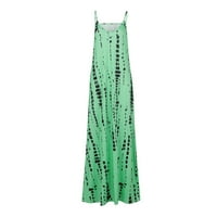 Žene bez rukava Maxi Maxi modni V-izrez štampana ljetna haljina zelena m