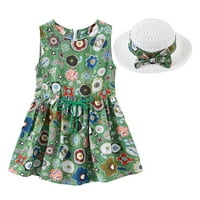 Pedort Ležerne haljine za djevojčice djevojčice Twirly Skater haljina za školsku zabavu ljeto a-Line zelena,130