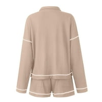 Novi dolasci Plus Size vrhovi dugi rukavi svestrani pulover vrhovi V-izrez čvrste ženske bluze kaki 3xl