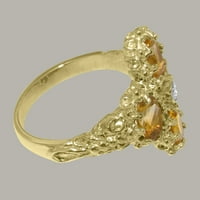 Britanska proizvodnja 18k žutog zlata kubni cirkonij i citrin ženski klaster prsten-Opcije veličine-veličina