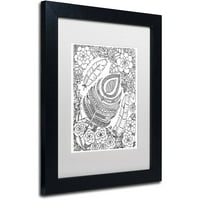 Zaštitni znak likovne umjetnosti perja platno umjetnost kcDoodleart bijeli mat, crni okvir