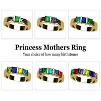 Nana princeza Channel Set za odrasle ženske majke prsten 1-kamen, Majčin dan 10k žuti kamen veličine 2
