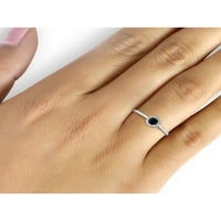 Carat T.W. Okrugli rez crno-bijeli dijamantski srebrni halo prsten