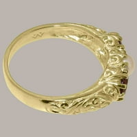 Britanski 18k prsten od žutog zlata sa kultivisanim biserom i granatom ženski prsten za godišnjicu-Opcije