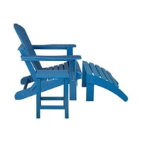 Trodijelni na otvorenom adirondack patio stolica s otomanskom i bočnom stolom, pacifičkom plavom bojom