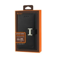 Reiko originalna koža Flip RFID kofer za kopču za Samsung Galaxy Note - crna