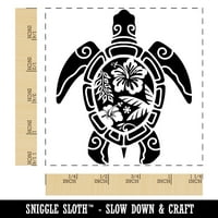 Tribal Hibiscus Sea Turtle Square Gumeni pečat žigosanje Scrapbooking Crafting - mali 1,25in