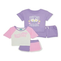 Djeca iz Garanimals Girls Grafička majica i kratki set, 4-komad, veličine 4-10
