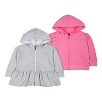 Mala zvijezda Toddler Girl PK Dugi rukav puni zip hoodie, veličina mjeseci-5t