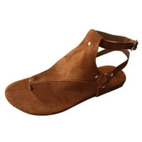 Dezsed ženske sandale čišćenje ljetne ženske cipele ravne donje rimske japanke Casual ženske sandale Brown