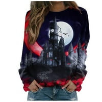 Žene dugih rukava HHEI_K Ženska ležerna moda Halloween Print Dugi rukav O-izrez TOP bluza