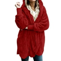 YanHoo Ženski Flis Teddy Kaput, Otvoreni Prednji Džemper Sa Dugim Rukavima, Zimska Topla Fuzzy Sherpa