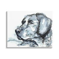 Stupell Industries monohromatski portret psa sa mastilom apstraktni akvarel detalj slika Galerija umotana