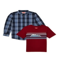 Wrangler Boys Poplin majica i grafička majica, dvodijelna, veličina 4- & Husky