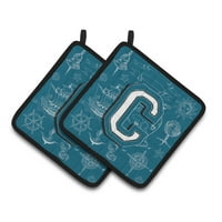 Carolines Treasures CJ2014-CPTHD slovo C Sea Doodles Početni abecedni par za držač lonca, 7,5HX7,5W, višebojni