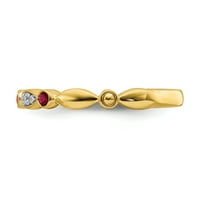 Izrazi slaganja Karat Yellow Gold Lab stvorio je rubin i dijamantski prsten