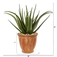 Skoro prirodna 27in. Aloe veštačka postrojenja u Terra-Cotta Planter