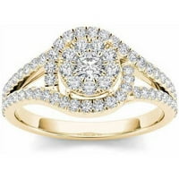 Karat TW dijamantski podijeljeni klaster Halo 10kt zaručnički prsten od žutog zlata