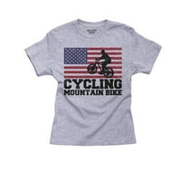 Olympic-Mountain Bike-Flag-Silhouette Boy's Cotton Youth siva majica