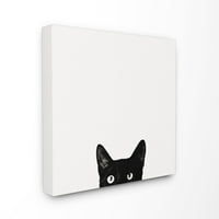Dekor Stupell Domaći dekor minimalna jednobojna crna mačka zaviri od crne zidne umjetnosti
