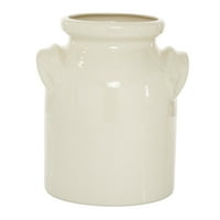 Decmode 7.75 W, 10,25 H Stoneware Farmhouse Vase, Bež, - komad