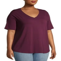 Terra & Sky ženski Plus Size kratki rukav svakodnevna esencijalna majica s V izrezom, 2 pakovanja