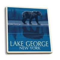 Jezero George, New York, medvjed i refleksija noću