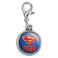 Superman Super tata štit Logo Antiqued narukvica privjesak Zipper Pull Charm sa jastogom kopča