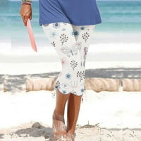 Ženska plaža Capri hlače visoke struk Capris cvjetne tajice Ljetne casual treninga trčanja