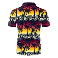 Muška ljetna štampana majica na plaži odbaci ovratnik ležerni pojedinačni vrhovi košulja kratki rukav