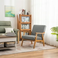Tapacirana akcentna stolica, naslona za ruke naklonjena stolica sa punim drvenim okvirom, salon seoska