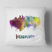 Designart Vancouver Skyline - jastuk za bacanje gradskih pejzaža - 18x18