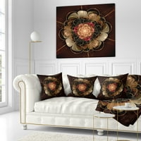 Designart tamno zlato crveni fraktalni cvijet uzorak - cvjetni bacanje jastuk - 16x16