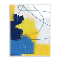 Stupell Industries Bold Lively Oblici Moderni plavi žuti apstraktni kolaž, 15, dizajn urbane epifanije