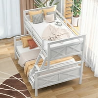 Ikayaa Twin preko punog kreveta na kat sa ljestvicom, sigurnosna zaštita, savršena za spavaću sobu, bijelu