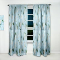 Designart 'Jasmine White Flowers On Bright Blue' Mid-Century Modern Curtain Panel