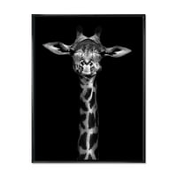 Designart 'Portret Žirafe U Monohromatskom' Seoska Kuća Uokvirena Platnenim Zidom Art Print