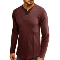 Muška majica sa poluotvorenim vratom u jesen i zimu jednobojna majica sa dugim rukavima Casual Bottomed Shirt