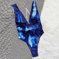 Ženski trendi Monokini klirens Printing trbuščić kontrola bikini kupaći kostim za žene ljetna plaža Outfit seksi kupaći kostimi vezice kupaćih kostima Jednodijelni plavi M