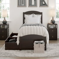 Warren Twin XL Drvna platforma krevet sa uzglavljenim nožnim pločama i skladištima Espresso